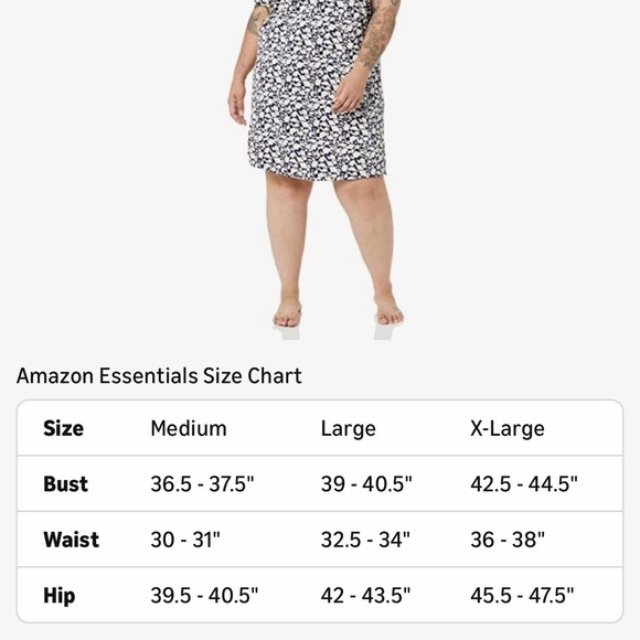 Amazon Essentials Knit Jersey Sleep Tee Nightdress - L - Navy & White Floral - Picture 4 of 9